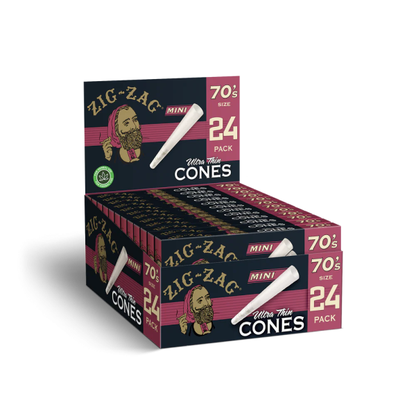 Zig Zag Mini Ultra Thin Cones 70mm - 24 Cones Per Pack - 12 Packs Per Display