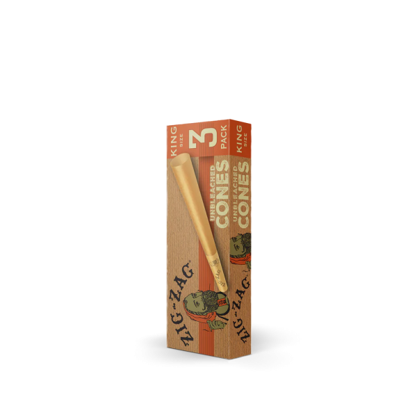 Zig Zag Cones Unbleached King Size - 3 Per Pack - 24 Packs Per Display